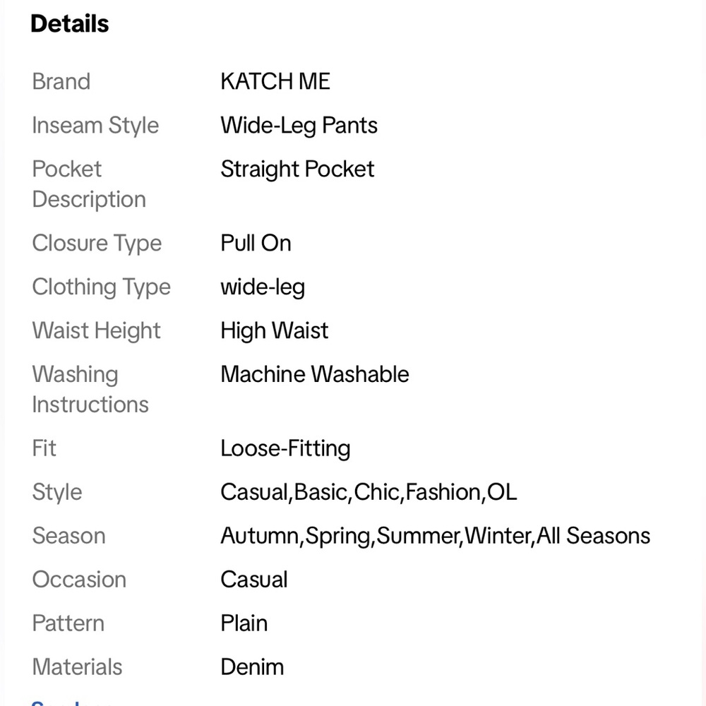 KatchMe Women Petite Charcoal High Waist, Wide Leg Stretch Jeans - Picture 3 of 5